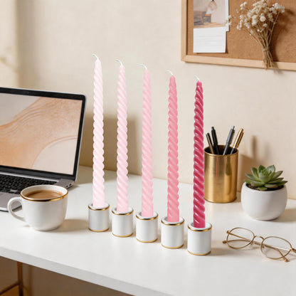 10 Inch Romantic Pink Colors Series Taper Candle Set, 10 Pack Elegant Unscented Dripless Candlesticks for Valentine’s Day, Bridal Showers and Girls' Parties and Gatherings