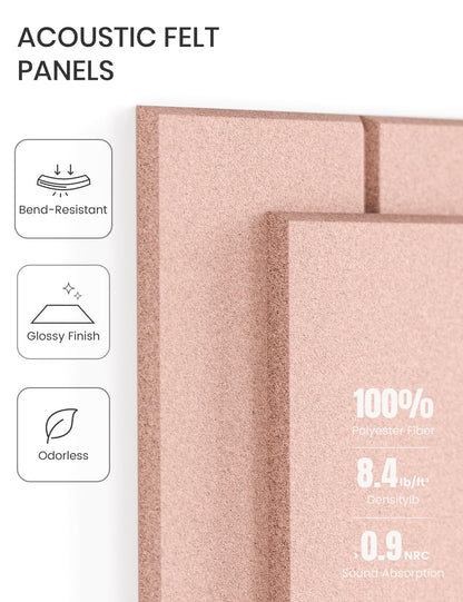 Felt Bulletin Board Tiles -28"x18" with 40 Adhesive Tabs, Cork Board Alternative for Office Decor, Push Pin Board Wall Organizer 6-Pack(Pink)
