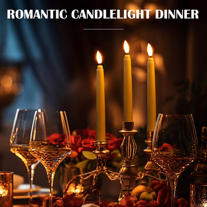 Baquler 100 Pcs Flameless Taper Candles LED Taper Candles Flickering Bulk Ivory LED Candlestick for Easter Wedding Church Halloween Christmas Party Decor Table Centerpiece, 8.5 in, No Batteries