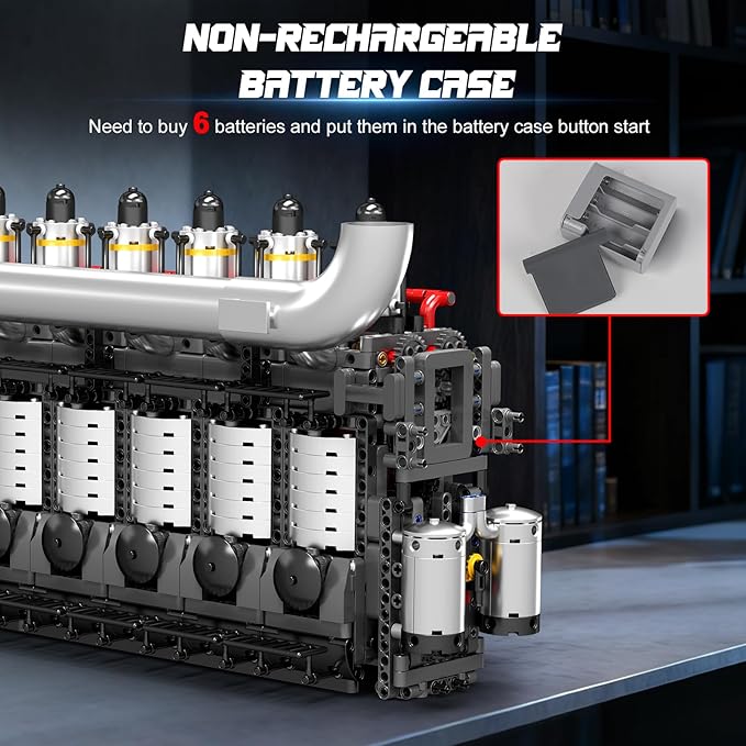 Mould King 10209 Aircraft Carrier Engine Building Sets Intelligent Chip Drive Engine Model Kit That Runs Build Your Own STEM Model Engine Gift for Age 14+/Adult Collections Enthusiasts (3222+ PCS)