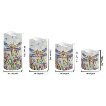 Cozeyat Dragonfly LED Candles Set of 4 Battery Powered Flameless with Remote Timer Flickering Waterproof for Indoor Outdoor Garden Table Beach Decor