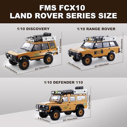 EAZYRC FMS FCX10 1/10 RC Crawler Land Rover Camel Trophy Edition Official Licensed 4WD All Terrain Off-Road RC Truck for Adults High-Detail Scale RC Car with Metal Gears Upgraded Shocks (Defender)
