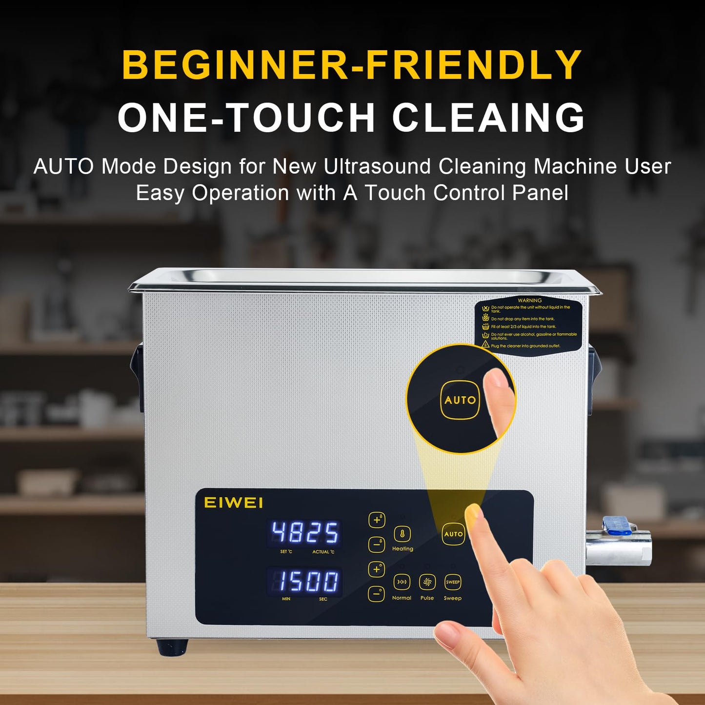 6L Ultrasonic Cleaner, One-Touch Cleaning, Heating, Dual-Frequency, Sweep Frequency, Touch Ultrasonic Cleaning Machine for Labs,Carburetor,Jewelry,Dentures,Automotive Parts