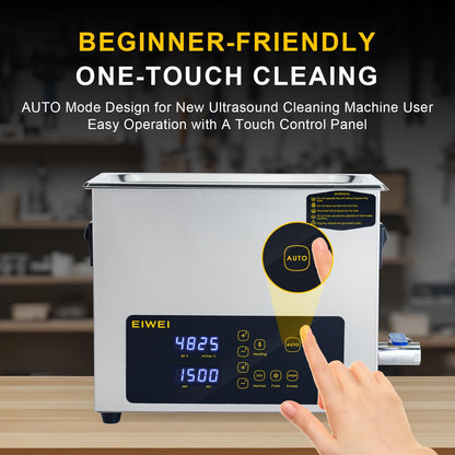 6L Ultrasonic Cleaner, One-Touch Cleaning, Heating, Dual-Frequency, Sweep Frequency, Touch Ultrasonic Cleaning Machine for Labs,Carburetor,Jewelry,Dentures,Automotive Parts