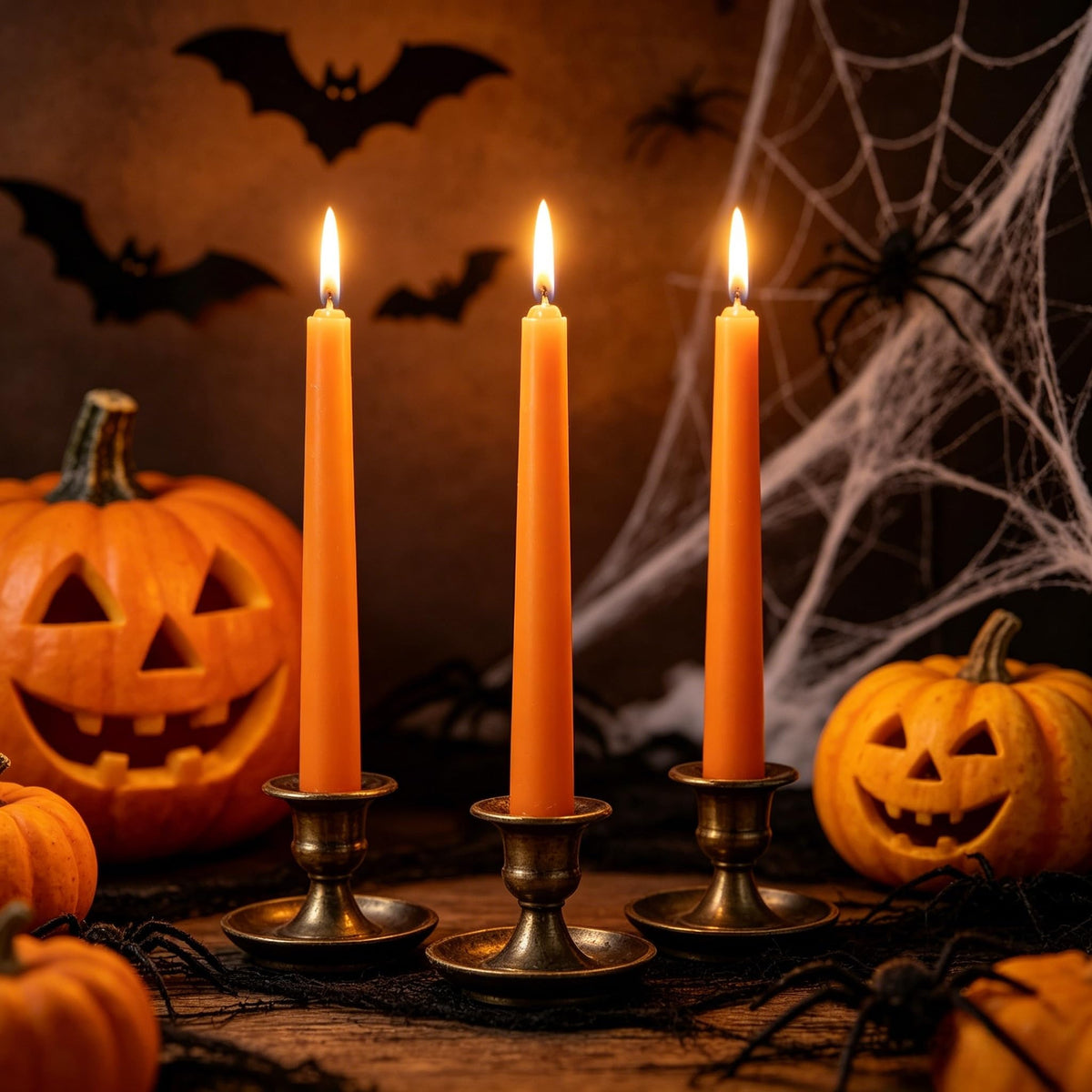 20-Pack Orange Taper Candles Unscented, 10 Inch Tall Dinner Table Candlesticks for Halloween Fall Wedding Centerpieces, Bulk Tapered Candles Smokeless Dripless, Decorative Candle for Home Decor