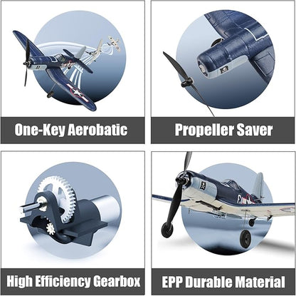 2023 New Upgrade F4U Corsair RC Plane 4 Channel RTF Remote Controlled Aircraft RC Airplane for Beginners Adult with Xpilot Stabilization System &amp One Key Aerobatic