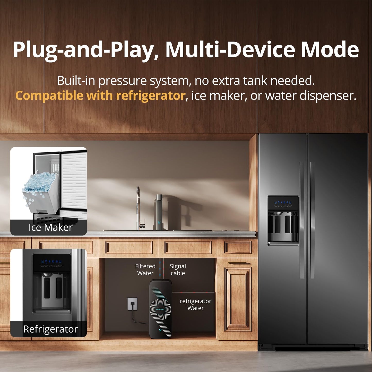 VIOMI Master M1 1000 GPD Reverse Osmosis Alkaline Mineralization pH+ Water Filter, Lead & PFAS Reduction, Under Sink Tankless RO System, NSF/ANSI 42 & 58 & 372, Smart Faucet & App Monitor, BPA Free