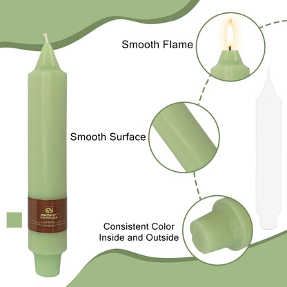 Unscented Taper Candles 7 in Small Candlesticks Light Green Candles 4 Pack for Dinner Household Wedding Party Home Décor