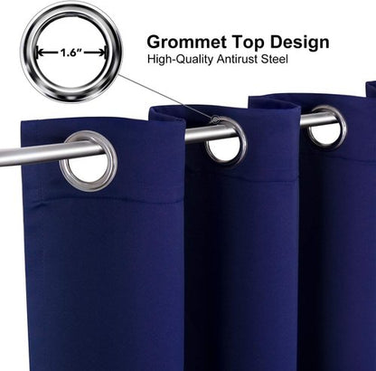 ChrisDowa Blackout Curtains - Thermal Insulated Room Darkening Panels (Navy Blue, 52W x 63L)