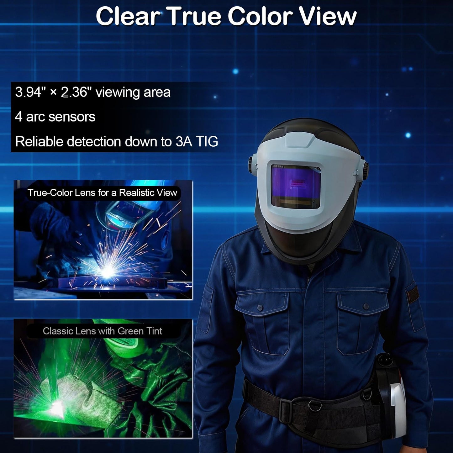 Smart Bluetooth Auto Darkening Welding Helmet with PAPR Respirator System, True Color Lens, Remote Control, Large OLED Viewing Screen, Flip-Up Welding Hood, with Portable Bag Welding Helmet