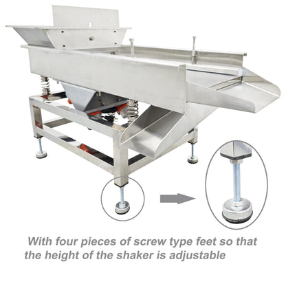 TECHTONGDA Straight Vibrating Sieve Screen Shaker Electric Linear Sifter Machine Stainless Steel One Layer Two Motors 2mm Round Hole Screen Size 11.8×31.5inch 110V
