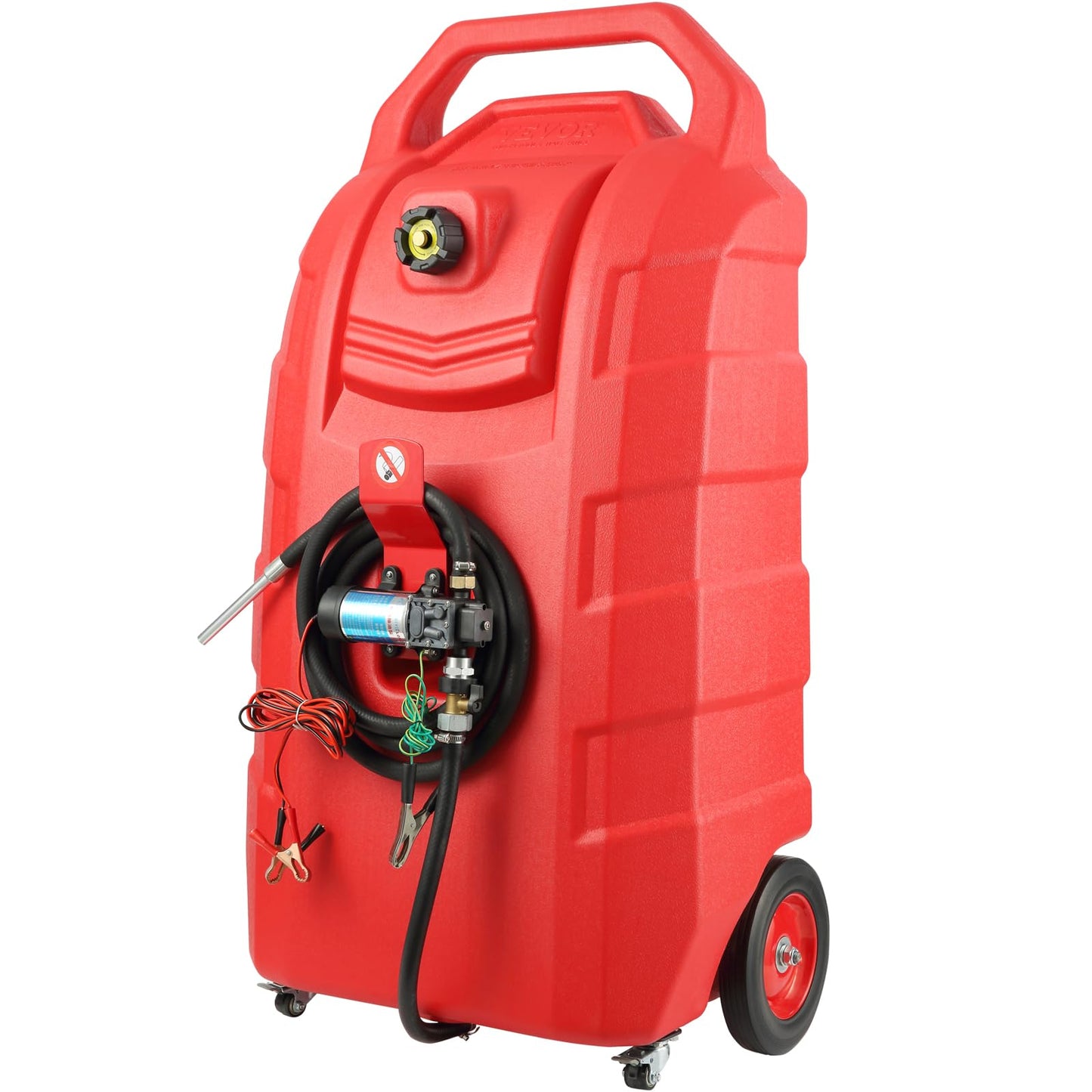 VEVOR Fuel Caddy, 32 Gallon, Fuel Transfer Caddy Tank On-Wheels, with 12V DC Transfer Pump, Gasoline Diesel Fuel Caddy with 8.2 ft Hose, Flow Rate 7L/min, for Trucks, Boats, Lawn Mowers