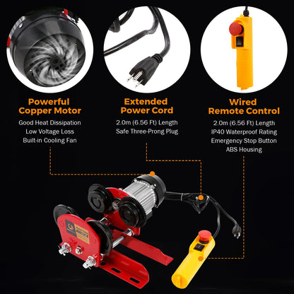 BEAMNOVA 1 Ton 2204 LBS Electric Trolley for Power Hoist, Fit 2.68-4.33 in I-Beam, for PA600 PA700 PA800 PA900 PA1000 Hoists Push Geared Overhead Heavy Duty Wheels Wide Flange