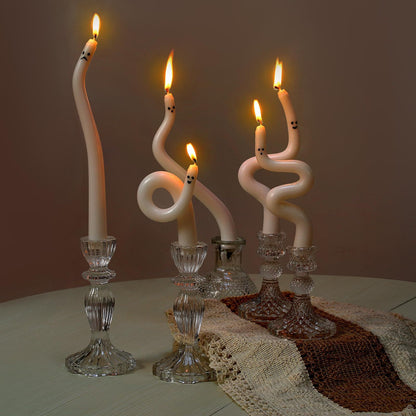 Four Twisted Spiral rods of Candles with Different Expressions of Ghosts and Devils, The Essential Items for a Halloween Haunted House