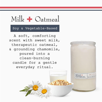 U.S. Apothecary Milk & Oatmeal Candle, 100% Soy & Vegetable Wax Blend Candles for Home, 100-Hour Long-Lasting Burn Time, Clean Burning Candles Made in USA, 16 oz