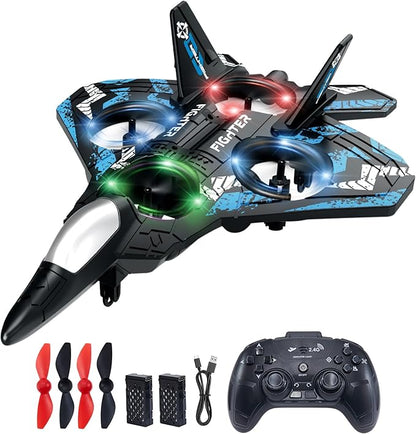 Drones for Kids Form RC Plane Remote Control Airplane Aircrafts for Boys and Girls Jet Helicopter Drones with LED Lights 360° Flip 2 Rechargeable Batteries Easter Gift for Kids(2 Batteries)