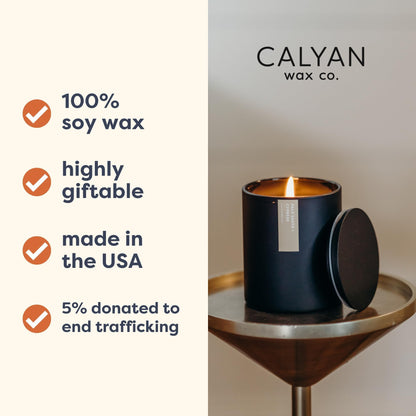 Calyan Wax Co. Palo Santo & Cypress Scented Candle - 75 Hour Burn - Luxury Clean Soy Wax Candles - Long Lasting Black Tumbler Jar Candle for Home - 10.2oz
