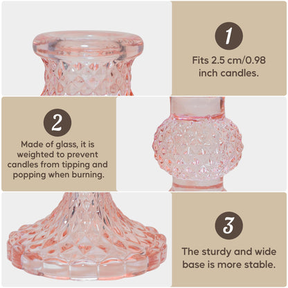 Glass Candlestick Holder Taper and Candle Holder Desktop Decoration for Wedding Dinning Party-3 pcs
