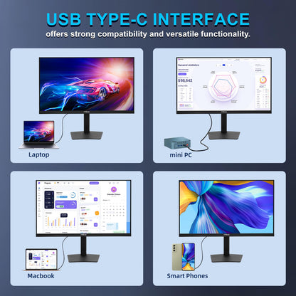 FYHXele 32 Inch Large Touchscreen Monitor QHD 1440P 100Hz,USB-C, HDMI, Displayport,Height/Swivel/Tilt/Rotating Adjustable Stand, IPS Multi-Touch PC Monitor for mall, Office, Gaming
