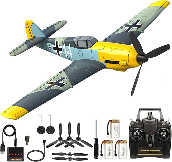 Remote Control Airplane for Adults BF109 4 Channel RC Plane with 6-Axis Gyro Aerobatic WW2 Warbird Park Flyer Gift