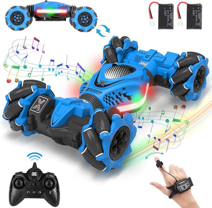 RC Car Gesture Sensing Stunt Car Toys for Boys Girls 6-12 Best Gifts for Kids Boys 6 7 8 9 10 11 12 Years Old 2.4GHz 4WD RC Toy Off-Road 360° Rotate All-Round Drift with Lights Music