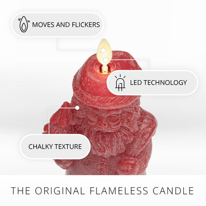 Luminara - Flameless Holiday LED Candle Battery Operated Moving Flame - Red Santa - Pack of 1-3x7 - Unscented Indoor Realistic Flickering Safe