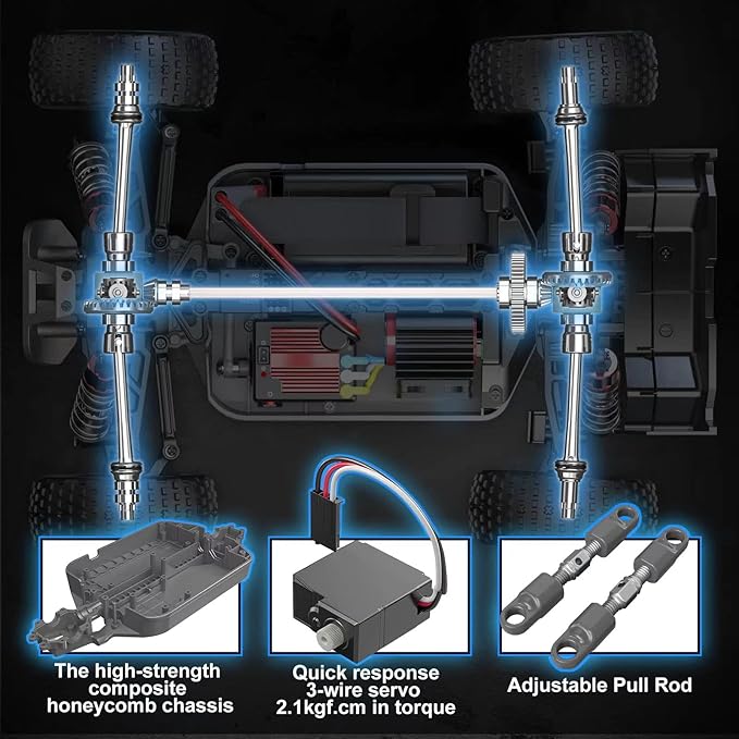 HYPER GO H16PL 1/16 RTR Fast Brushless RC Buggy for Adults Max 38 mph RC Truck 4WD High Speed Racing Car with 2S 2000 mAh Battery for RC Basher
