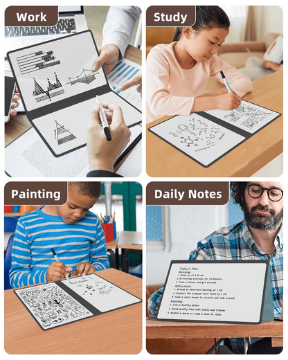 Mehaving Portable Small White Board Dry Erase Board, Reusable 9.5 * 6.6in Notebook Memo, Office Home Supplies Desk Accessories MH760 (Navy Blue)