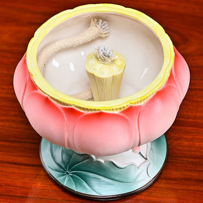 Candlestick Holders Candle Holder Oil Lamp Ceramic Candlestick Elegant Lotus Shaped Candle Holder Home Decoration Table Center Decoration Candle Holders (Size : A)