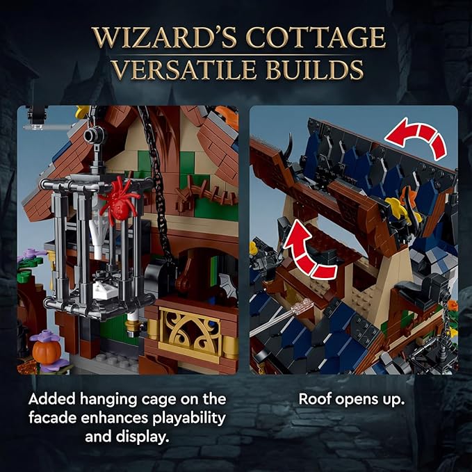 Medieval Modular Halloween Haunted Mansion Building Set for Adults - Castle Architecture with Cave Detachable Roof &amp Detailed Interior