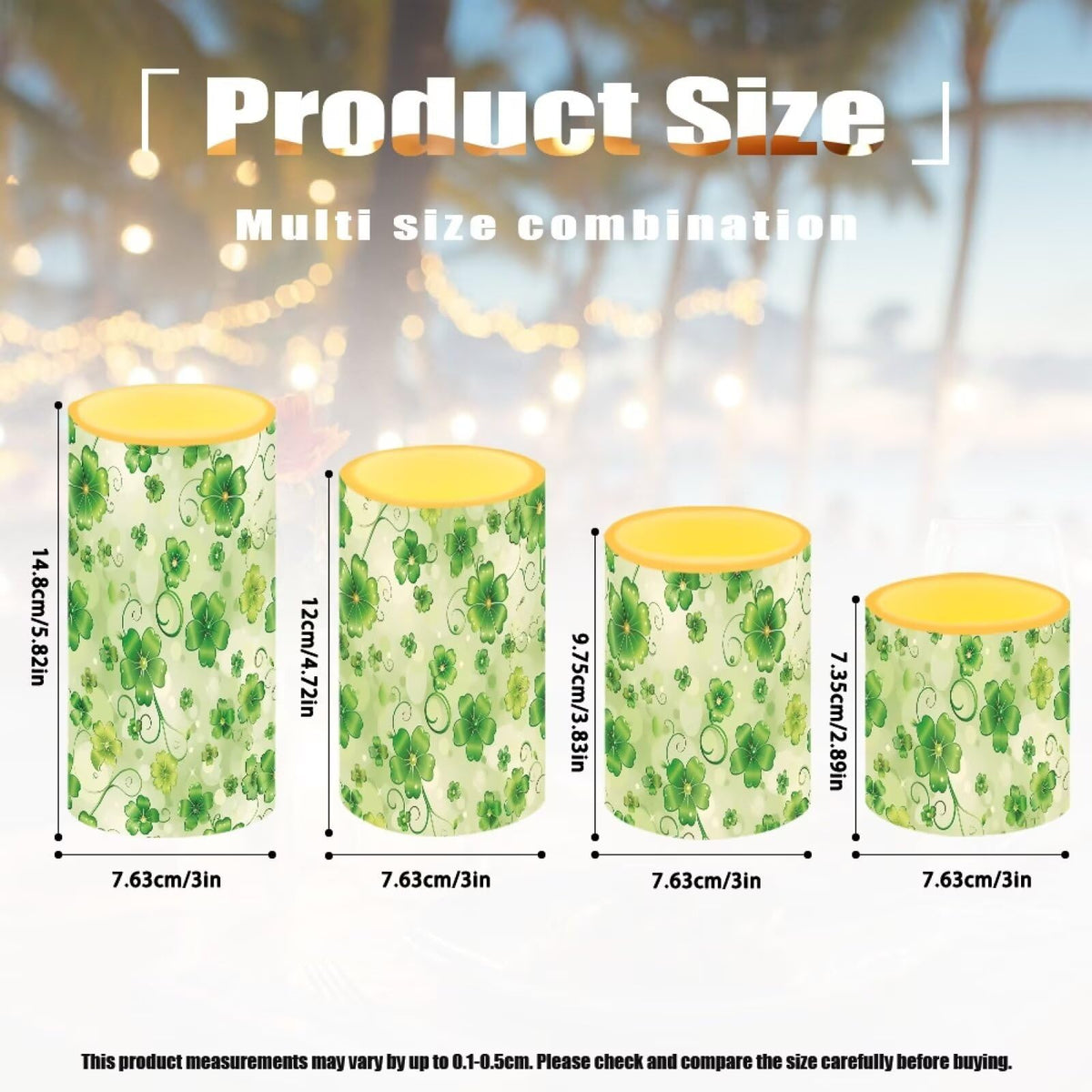 NETILGEN 4 Pcs Flameless Candles Battery Powered with Multicolor Lights Timer Remote Control LED Candles St Patrick's Day Green Leaf