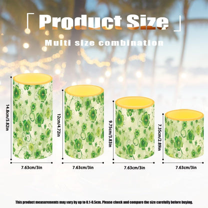NETILGEN 4 Pcs Flameless Candles Battery Powered with Multicolor Lights Timer Remote Control LED Candles St Patrick's Day Green Leaf