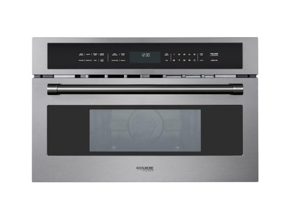 KoolMore Reserve 30 in. 1.6 cu. ft. Built-in Convection Microwave Oven with Air Fryer, 10 Power Levels, Sensor Cooking, Bake, Roast,1750 Watts & NEMA 5-20P Plug, UL Certified in Black Stainless-Steel