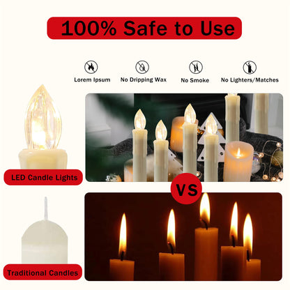 Flameless LED Taper Candles with Clips, 4” Battery Operated Window Candles with Remote Timer Mini LED Chandelier Candlesticks for Home Decor Wedding Church Party & Tree Lighting,10 Pack,White