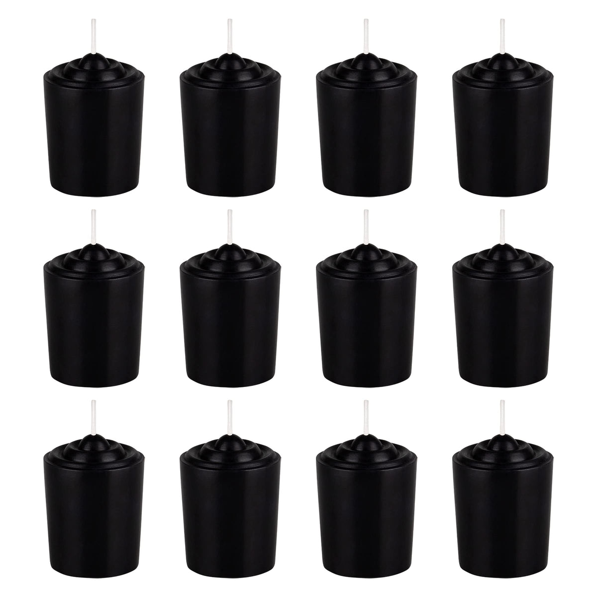 Black Unscented 15 Hours Votive Candles Pack of 12
