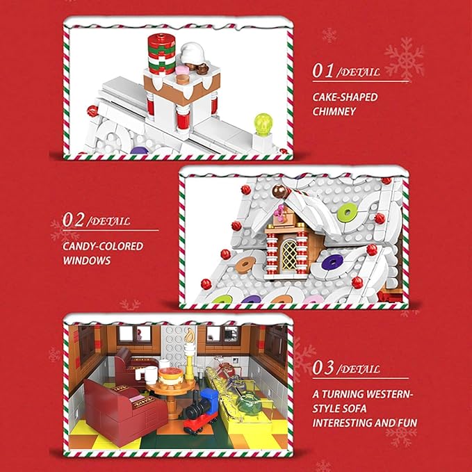 Christmas Gingerbread House Ornaments Building Set Toys with Led Light for Kids Boys Girls &amp Adults Christmas Decorations for Tabletop &amp Home Advent Calendar 2025 (1620 Pieces)