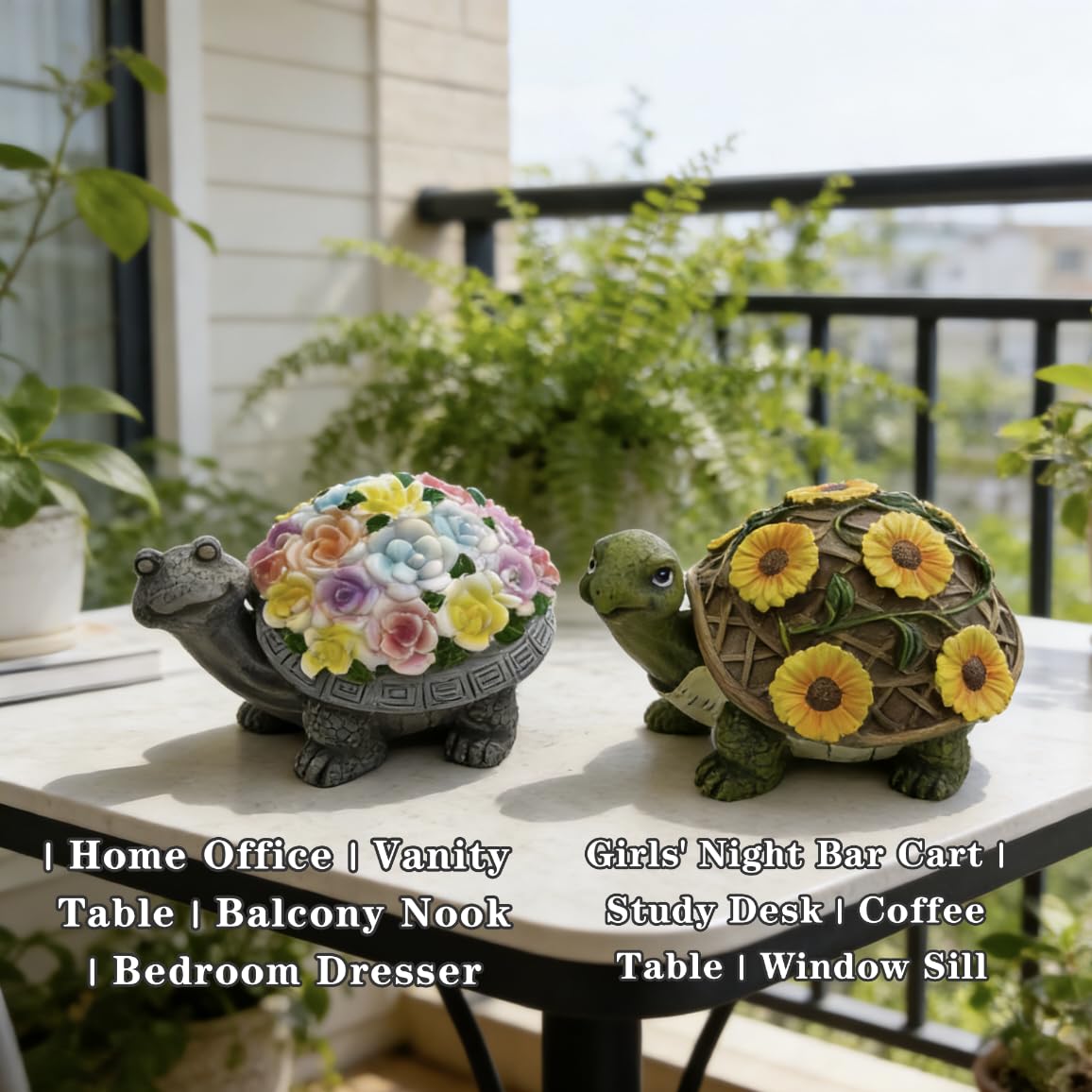 Resin Turtle Decorative Trinket Tray with Lid, 3.5x4.3x5.31 Inch Floral Succulent Style, Easy-Clean Storage Ornament for Aromatherapy Candle, Incense, Home Office Bar Garden