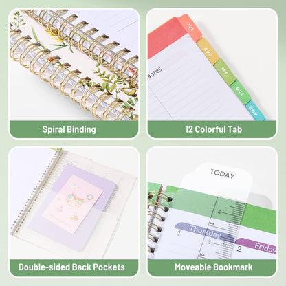 SUNEE Teacher Planner 2026-2027 Academic Year, 7 Periods Lesson Plan Book Jul 2026 - Jun 2027, 8.5"x11"Daily Weekly Monthly Organizers Horizontal Layout with Calendars, Bookmark, Tabs, Wildflowers