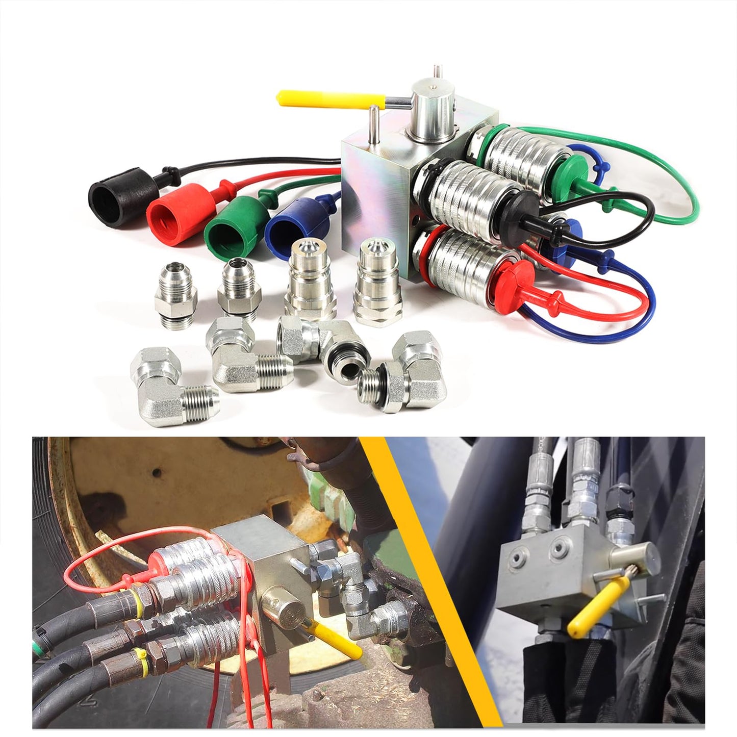 Manual Hydraulic Multiplier, SCV Splitter/Diverter Valve with Couplers and Ag Fittings - 20 GPM Flow, 3000 PSI Max Pressure，Expand Your Hydraulic Control with Ease