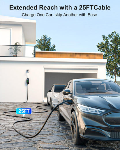EVDANCE Level 1&2 EV Charger, Electric Vehicle Portable Charger with 25FT Cable, Home EV Charging Station for J1772 Electric Cars, 12A 120V/16A 240V, NEMA 5-15 & NEMA 6-20 Plug