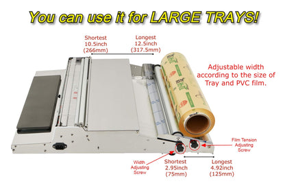 VisionTechShop VTH-500, 20 Inch / 500 mm Hand Wrapping Machine Film Wrapper for Food Packaging, Large Tray, MADE IN KOREA