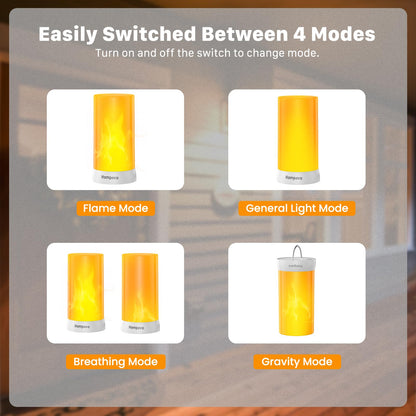 Hompavo 【Upgraded】 LED Flame Lights with Remote & Timer, 4-Mode Rechargeable Battery Operated Flameless Candles, Pillar Flickering Lantern for Living Room Bathroom Patio Wedding Christmas Home Decor