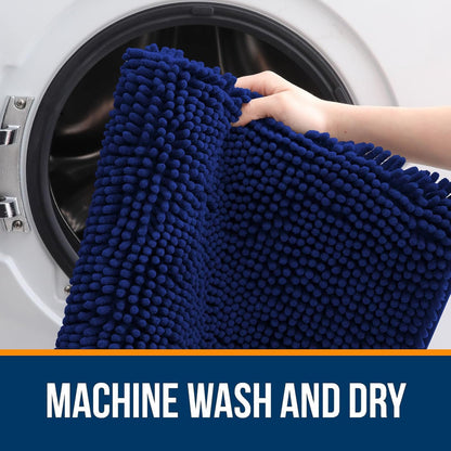 OLANLY Bathroom Rugs - Extra Soft Absorbent Chenille Mats | Quick-Dry, Machine Washable, 32x20 Navy
