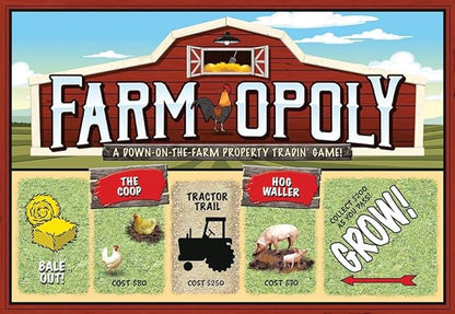 Farm-Opoly Board Game – A Down-on-The-Farm Property Trading Game! – for 2 to 6 Players Ages 8 and up