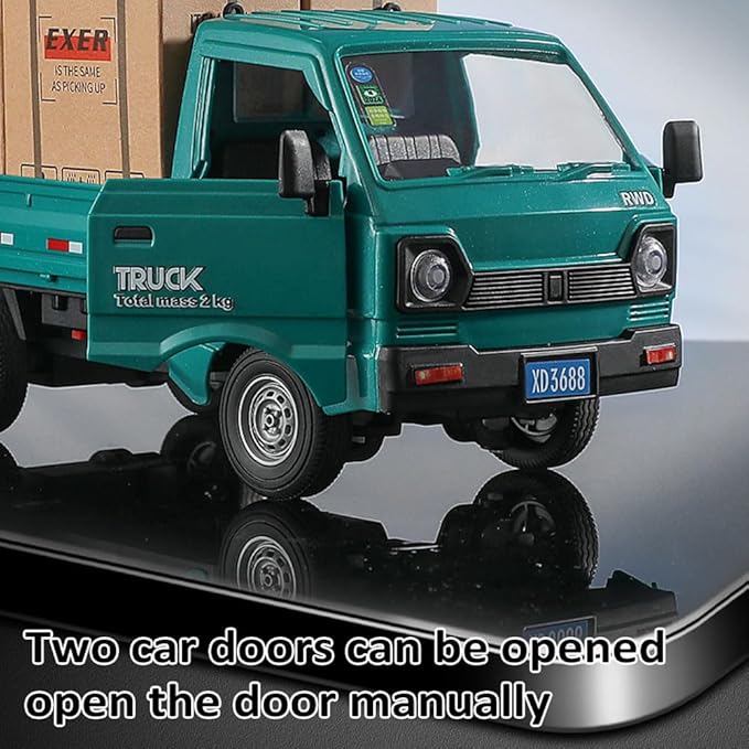 Remote Control Car RC Kei Truck1:16 Scale RC Transporter Pickup Truck 2.4GHz All Terrain RC Transport Cars with Spray &amp Light 3 Batteries (Green)