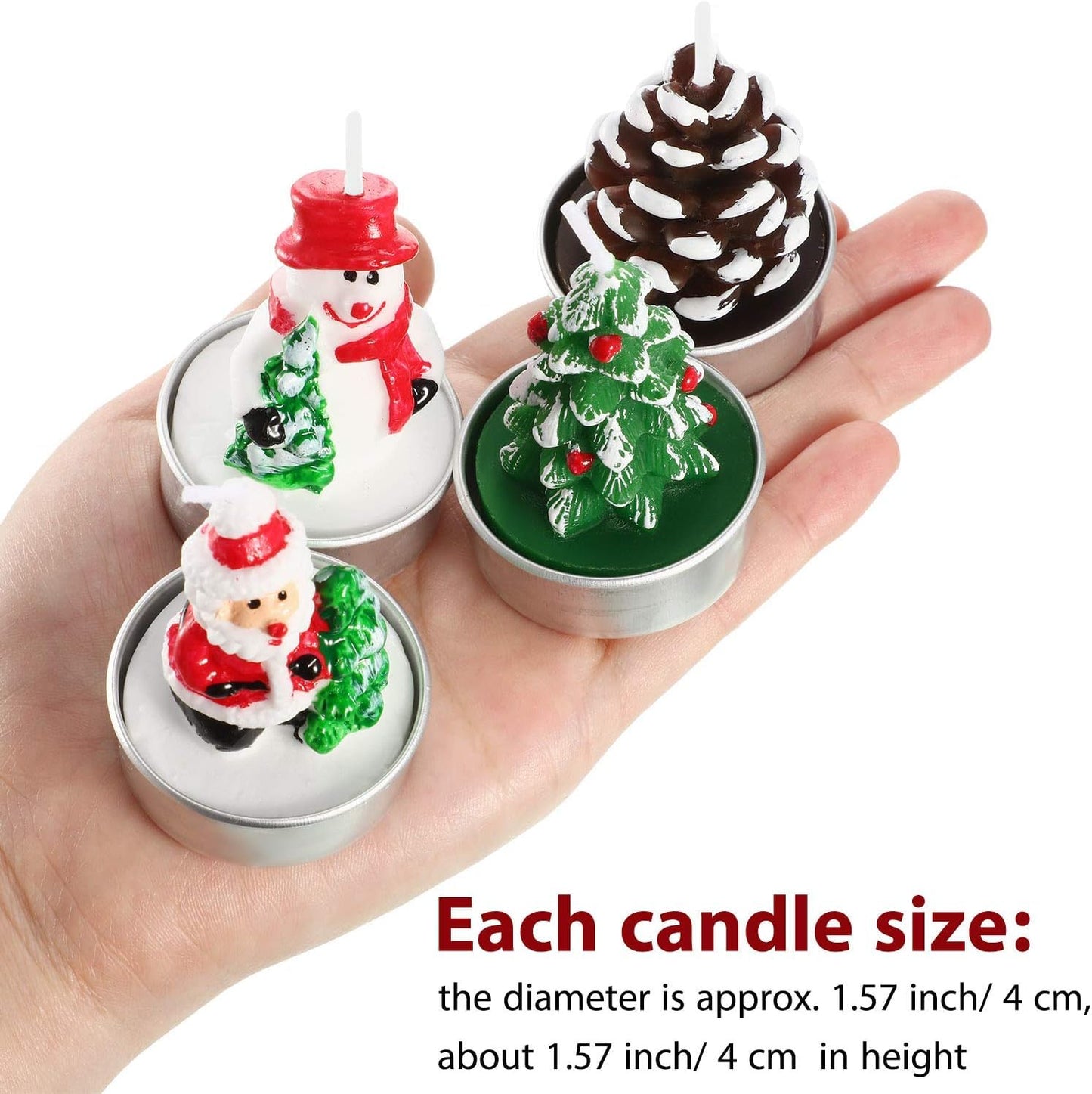 3 Pieces Tealight Candles Handmade Delicate Santa Hat Claus Christmas Tree Candle Wax Snowman Elk Pinecone House Candles for Party Wedding Spa HomeChristmas Decoration