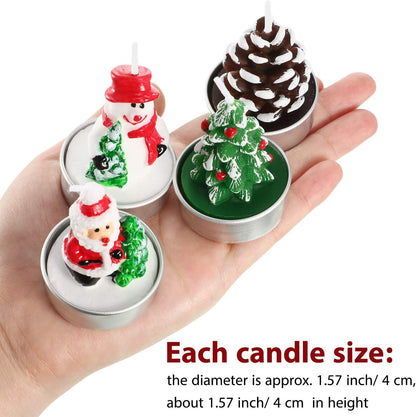 3 Pieces Tealight Candles Handmade Delicate Santa Hat Claus Christmas Tree Candle Wax Snowman Elk Pinecone House Candles for Party Wedding Spa HomeChristmas Decoration