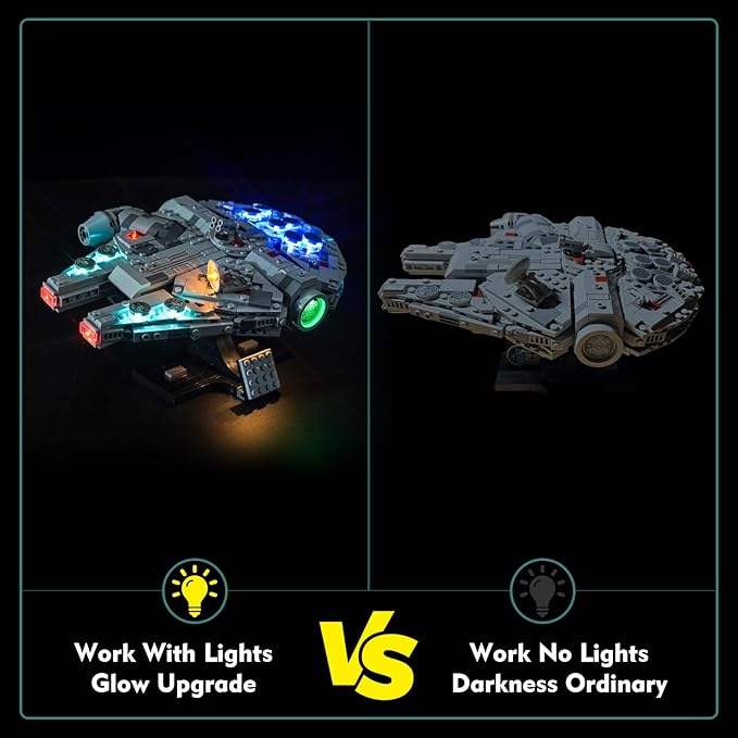 VONADO LED Light Kit Compatible with Lego Millennium Falcon 75375 25th Anniversary (No Models Only Light) Remote Control Creative Lighting Set Compatible with Lego Millennium Falcon Lego Set 75375