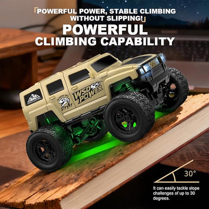 1:64 Scale Mini RC Crawler with Gyro Full Proportional RTR 2.4Ghz Remote Control Truck with RGB Lights (E88-Yellow)