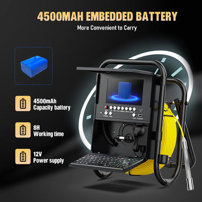 Sewer Camera 100ft Sewer Inspection Camera with Distance Counter and Keyboard 7" Screen IP68 Waterproof Industrial Endoscope Snake Camera 17MM Drain Pipe Inspection Camera